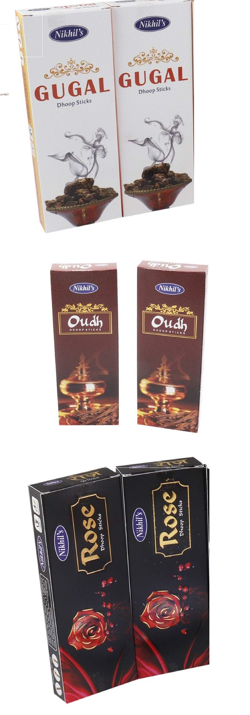 Nikhil Dhoop Sticks - Rose, Guggal & Oudh Pack -1