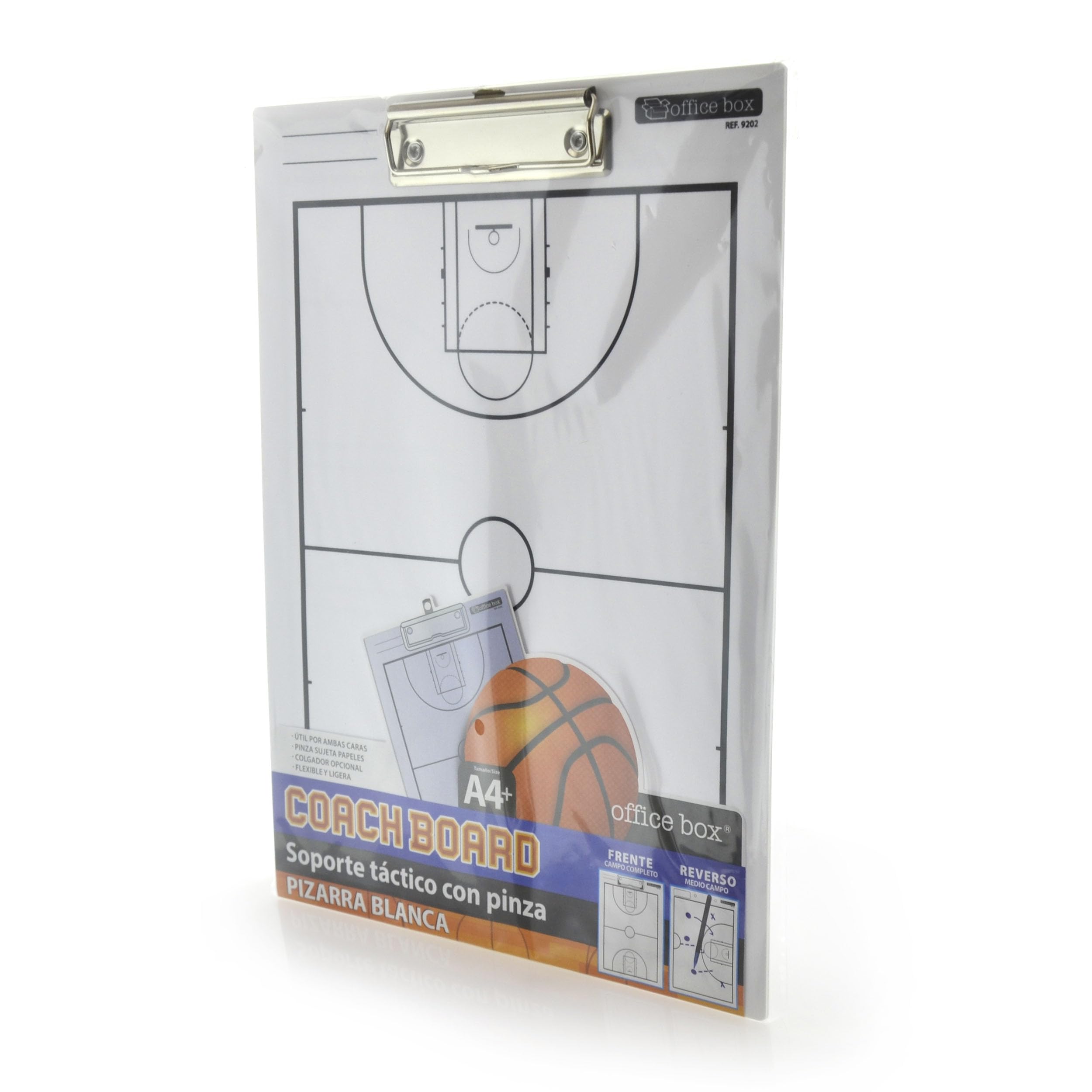 Support Tactique Avec Pince Office Box – Plus Large, Robuste, Recto Verso, Imprimé Quadrillé, 32x23 Cm