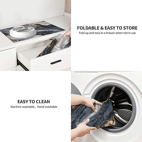 Vista 175 de Tapete de secado de platos de limón de 18 x 24 pulgadas para encimera de cocina, almohadilla absorbente de microfibra para escurrir platos, tapetes