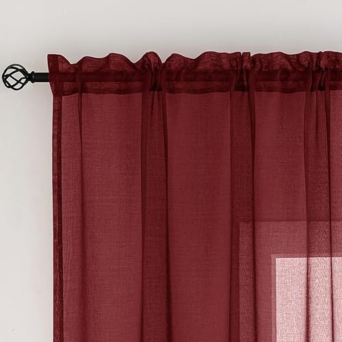 Miniatura 67 de MYSTIC-HOME Cortinas traslúcidas de 84 pulgadas de largo, 2 paneles de cortinas traslúcidas blancas para dormitorio y sala de estar, cortinas para