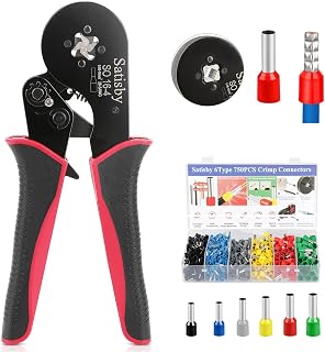 16mm Ferrule Crimping Tool Kit,Bootlace Ferrule Crimp Tool 0.08-16mm²/AWG28-5,Ratchet Structure Quadrilateral Crimp Jaws with 750PCS Crimping Ferrules