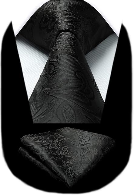 HISDERN Floral Paisley Wedding Tie Handkerchief Men's Necktie & Pocket Square Set
