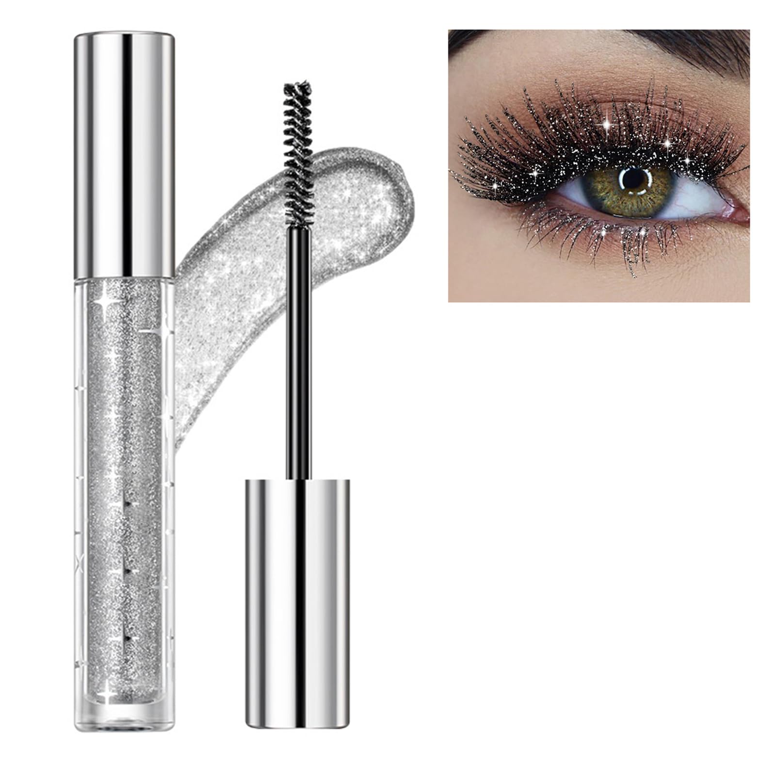 Glitzer Mascara Mit Pailletten-Effekt – Wasserfeste, Verlängernde Wimperntusche Für Funkelnde Augen Bei Partys & Festivals