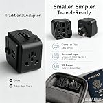 Paquet de 2 US Adaptateur de prise de voyage, EU,UK,AU,CN,NZ à USA (Type B), Noir 3 Un monde fondé sur USA Adaptateur de voyage pour les Plugs européens, britanniques, australiens et chinois