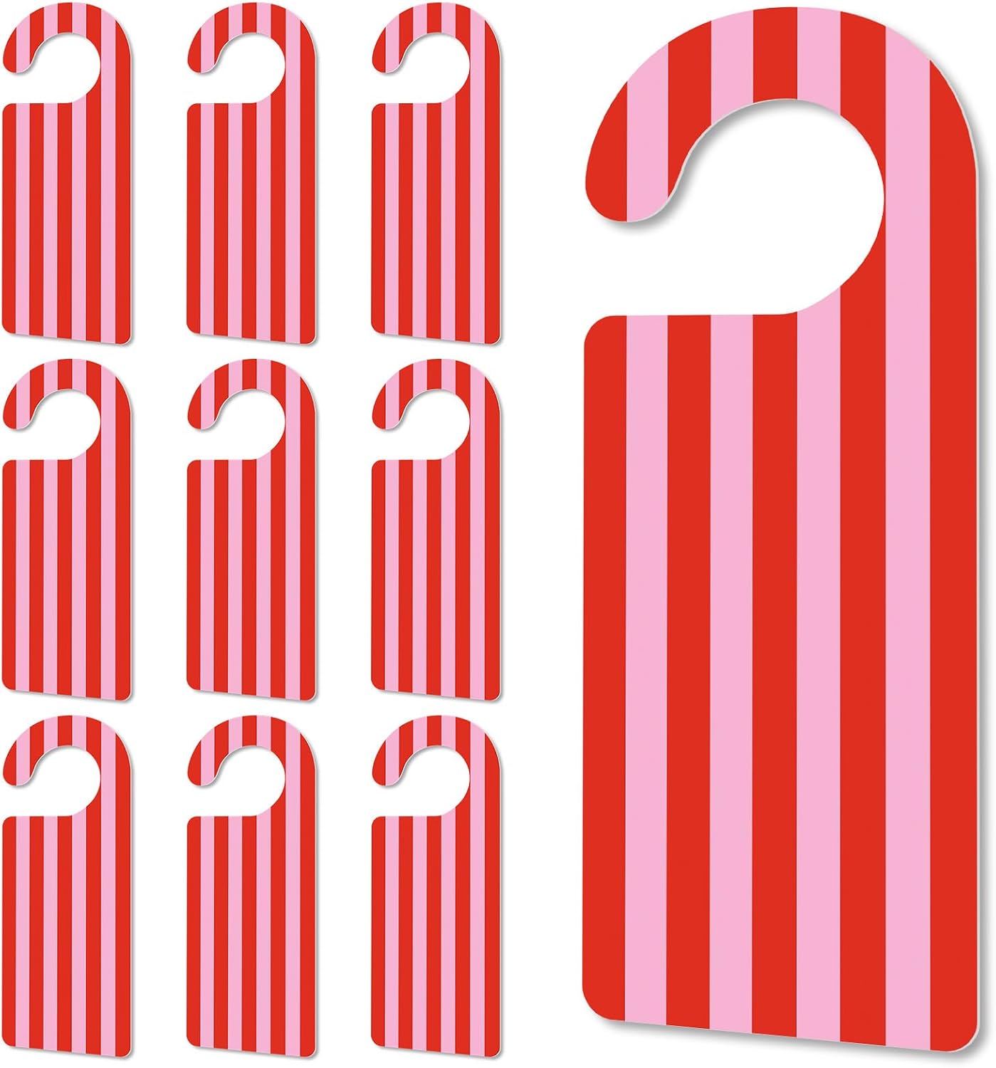 Whaline 30Pcs Red Pink Striped Door Hangers Bright Paper Doorknob Sign Party Door Decor for Birthday Bridal Shower Baby Shower Boutique Store Hanging Decor