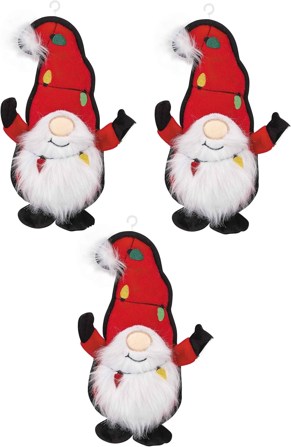 MPP Holiday Dog Toy Santa Light Sewn Decals on Super Cute Soft Squeaker 11" Gifts (Three Santa Toys)