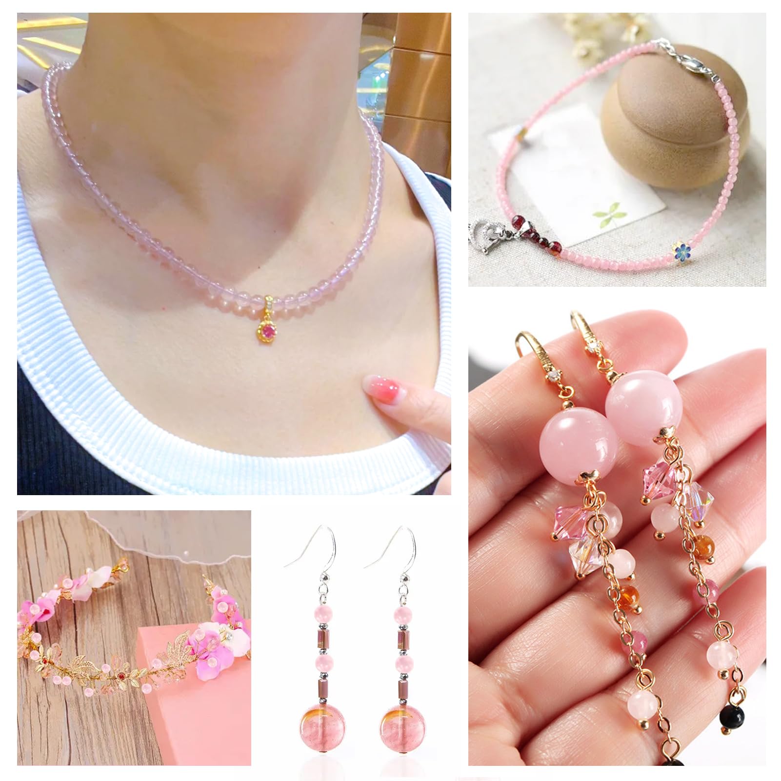 TOAOB 100 stuks 4 mm 6 mm 8 mm Natuurlijke Edelstenen Kralen Rozenkwarts Ronde Losse Kralen met Gat voor Sieraden Knutselen doe-het-zelf Armbanden Halskettingen
