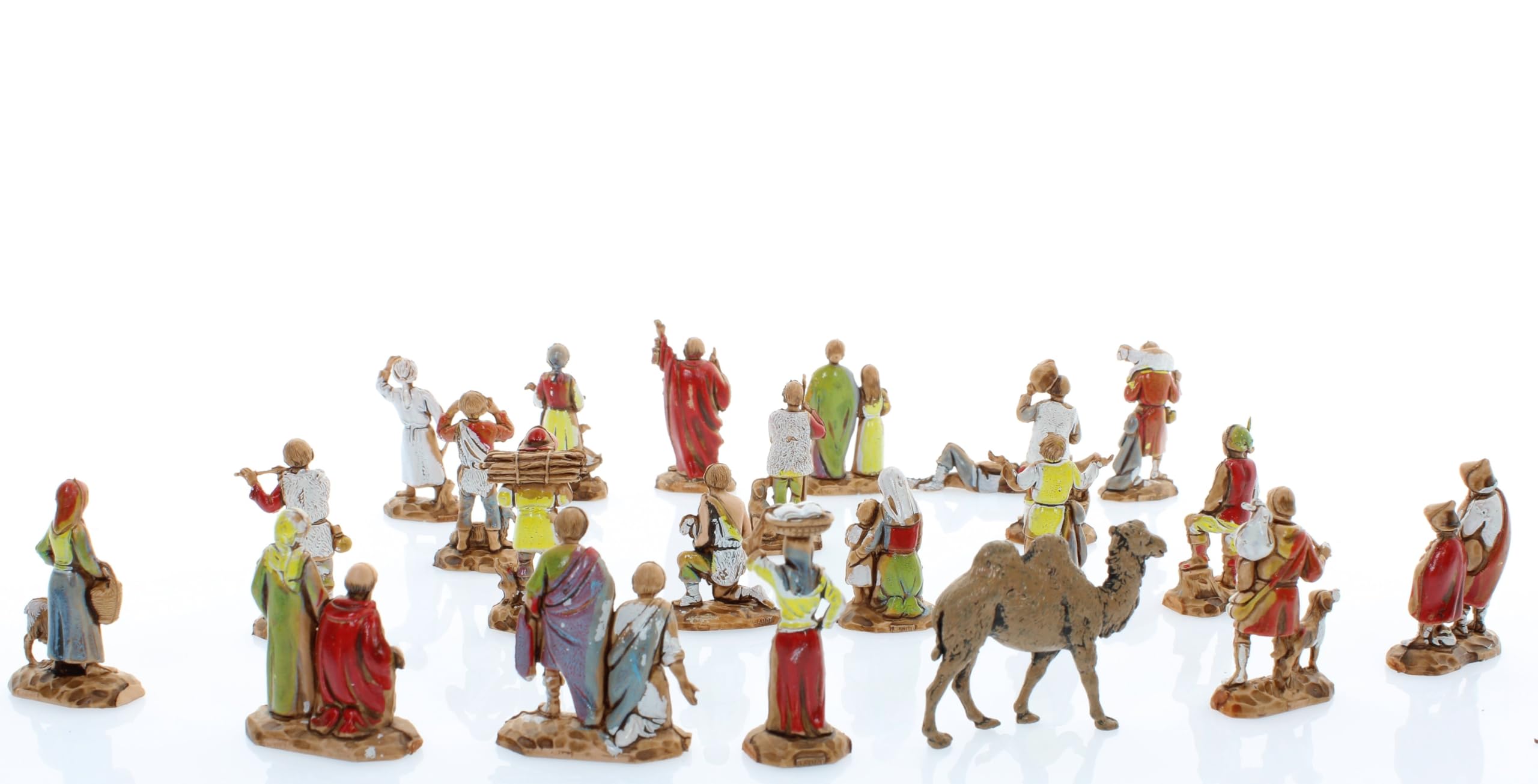 Moranduzzo Set 21 Pastori e 1 Cammello Adatto a Presepe da 3,5 cm Scala 1:50 – MICRO 3,5 – Statuina Indistruttibile, Stile '700, Rifinita a Mano, Scultore M. Landi, Made in Italy