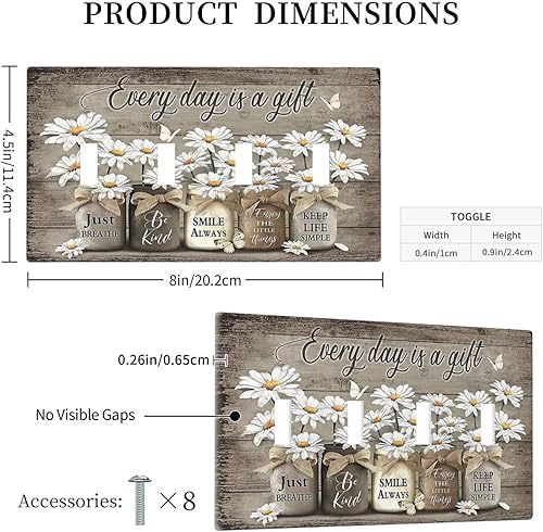 Miniatura 335 de Placa de pared dúplex de receptáculo de dispositivo de 1 gang de madera envejecida blanca gris con veta de tablón, cubierta de enchufe eléctrico de