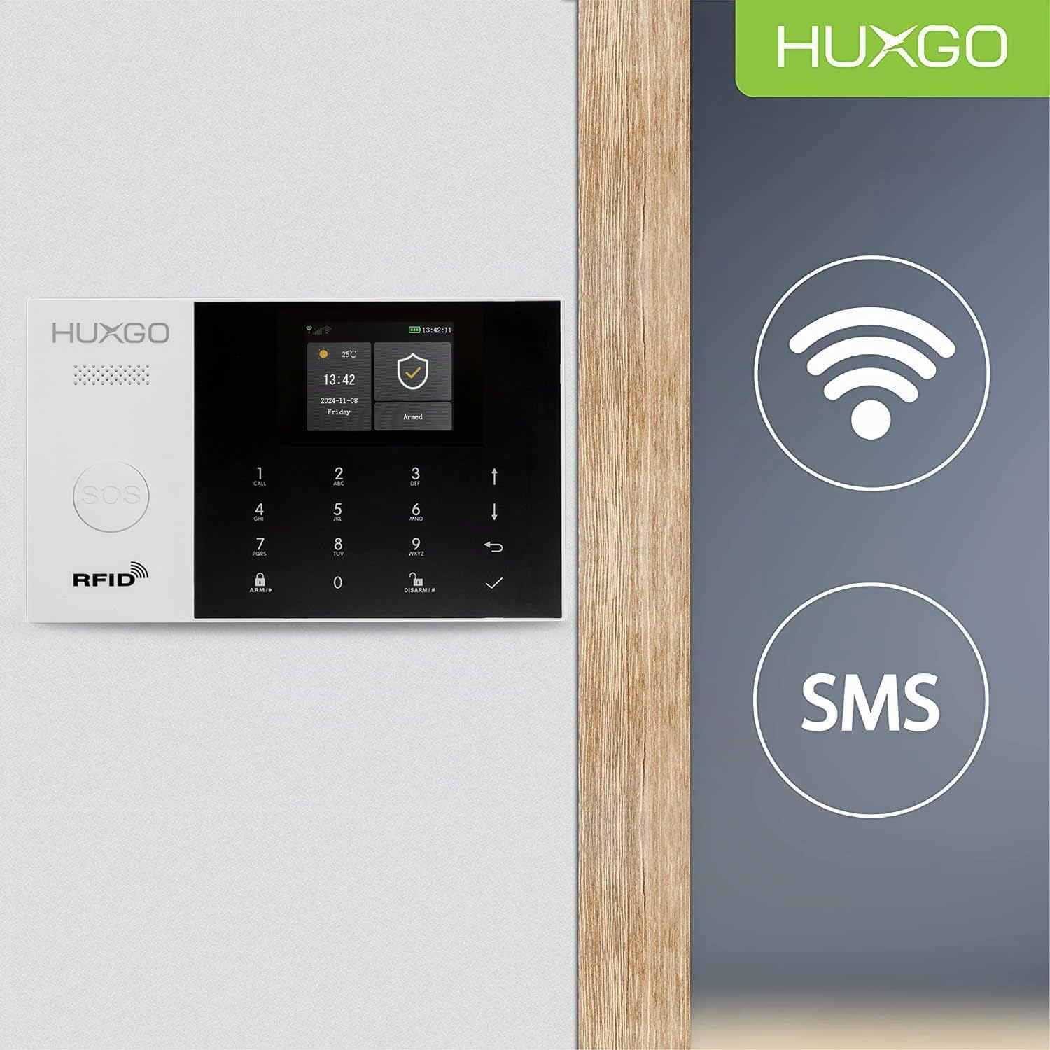 HXA005 Alarme Maison avec Sirène Solaire sans Fil, WiFi + GSM 4G | Kit d'alarme Maison Domestique avec x détecteurs de Mouvement, 5X capteurs de Portes et fenêtres | TUYA App Intelligent