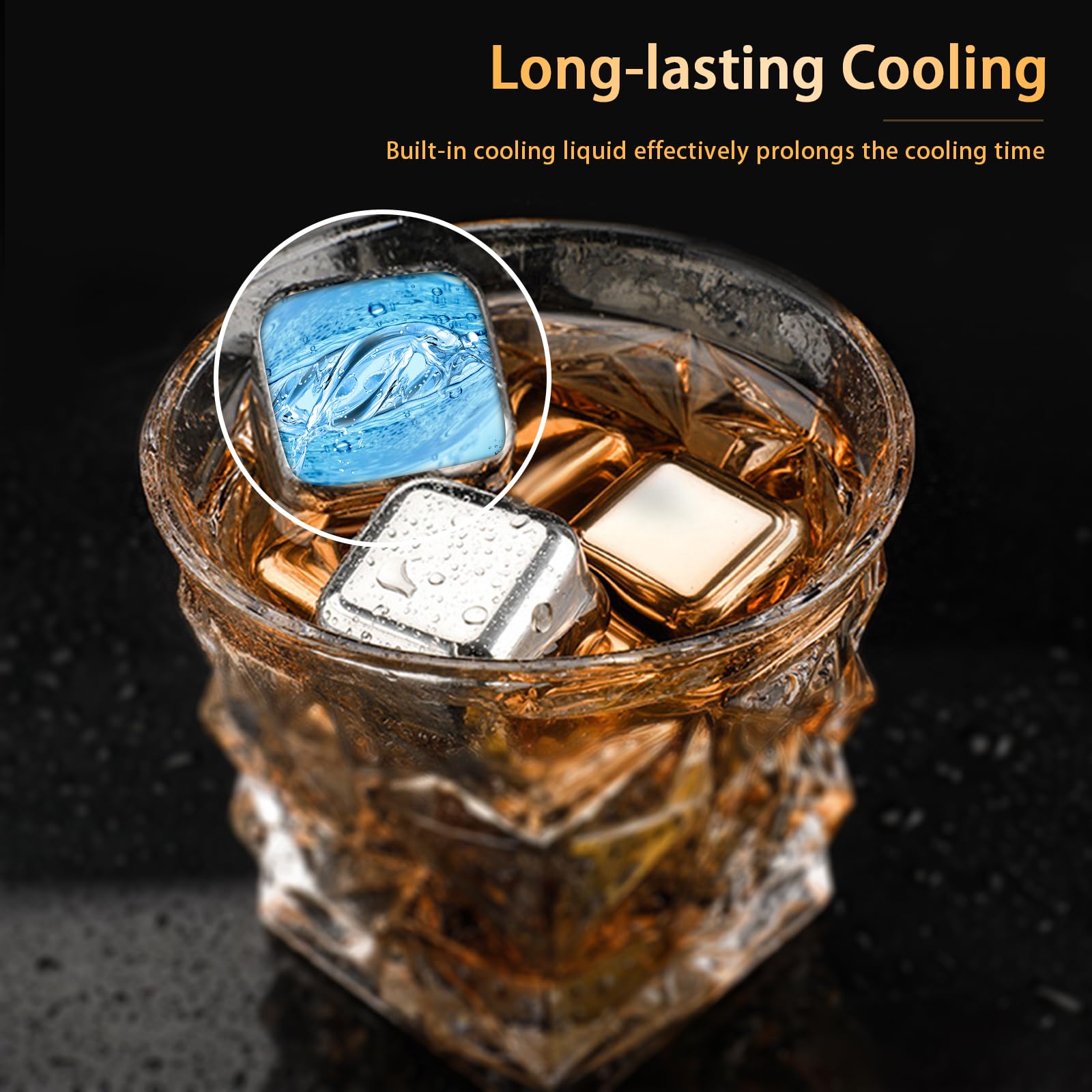 Xpieoyrm Glaçons congelés en acier inoxydable, Lot de 12 Glacon Reutilisable avec clip, glaçons acier inoxydable 304 de qualité alimentaire, Metal Whiskey Stones, pour Cocktails,Amateurs de Whisky