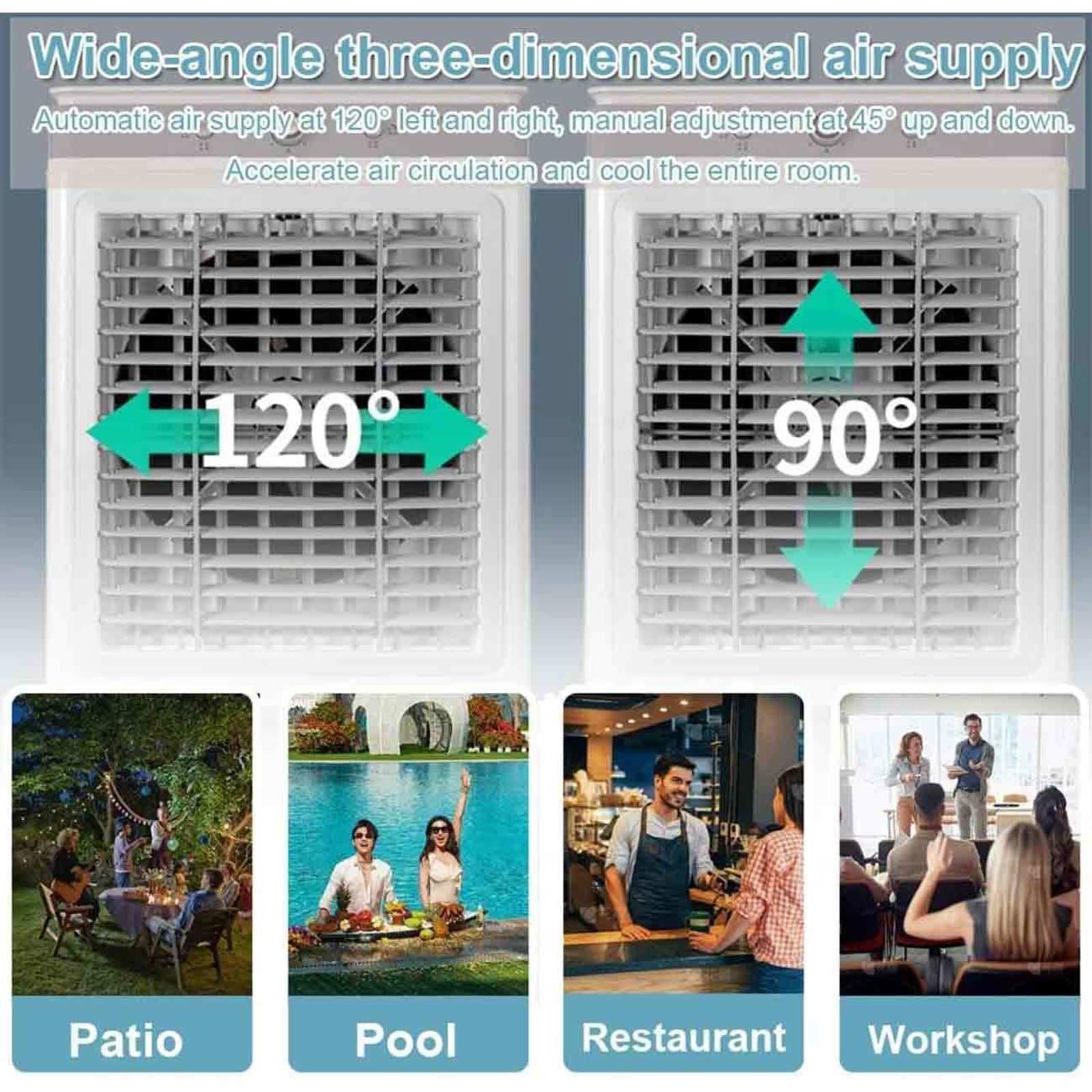 Aire Acondicionado Portatil, 3 Velocidades,Tanque de 35L,3 en 1 Climatizadores Portátiles Temporizador 7.5H,Oscilación Para El Hogar Y La Oficina