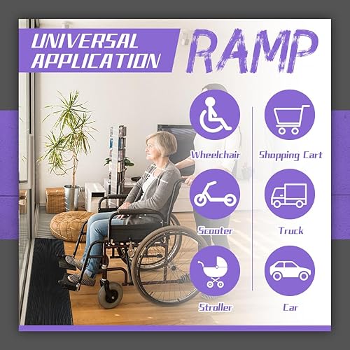 Miniatura 20 de Rampa de umbral de elevación de 1.5 pulgadas para puertas, rampa de umbral de goma de capacidad de 2204 libras, rampa antideslizante para bordillos