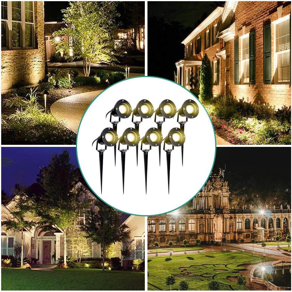 Herrselsam LED Gartenstrahler 8 Stück, IP65 Wasserdichter Gartenleuchte, 6W GU10 4000K Gartenbeleuchtung mit Erdspieß, Dekorative Gartenlampe Außen-Strahler Beleuchtung für Außen