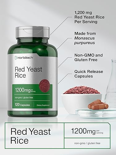 Miniatura 4 de Horbäach Arroz de levadura roja 1200 mg  120 cápsulas  Suplemento sin OMG, sin gluten