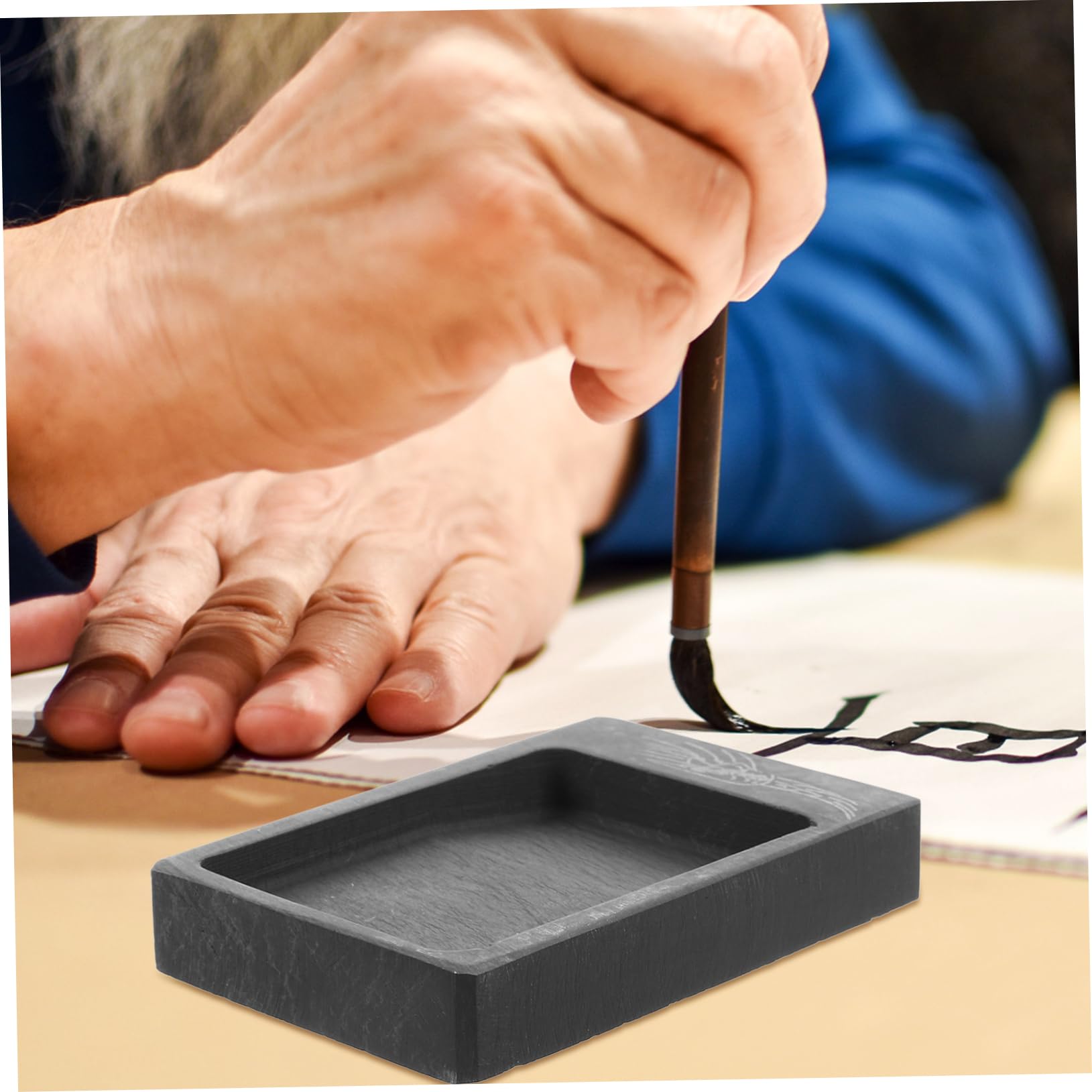 Amazon | Operitacx 迷你砚台 書道用石製練習硯盤 レトロカラー 耐剥離