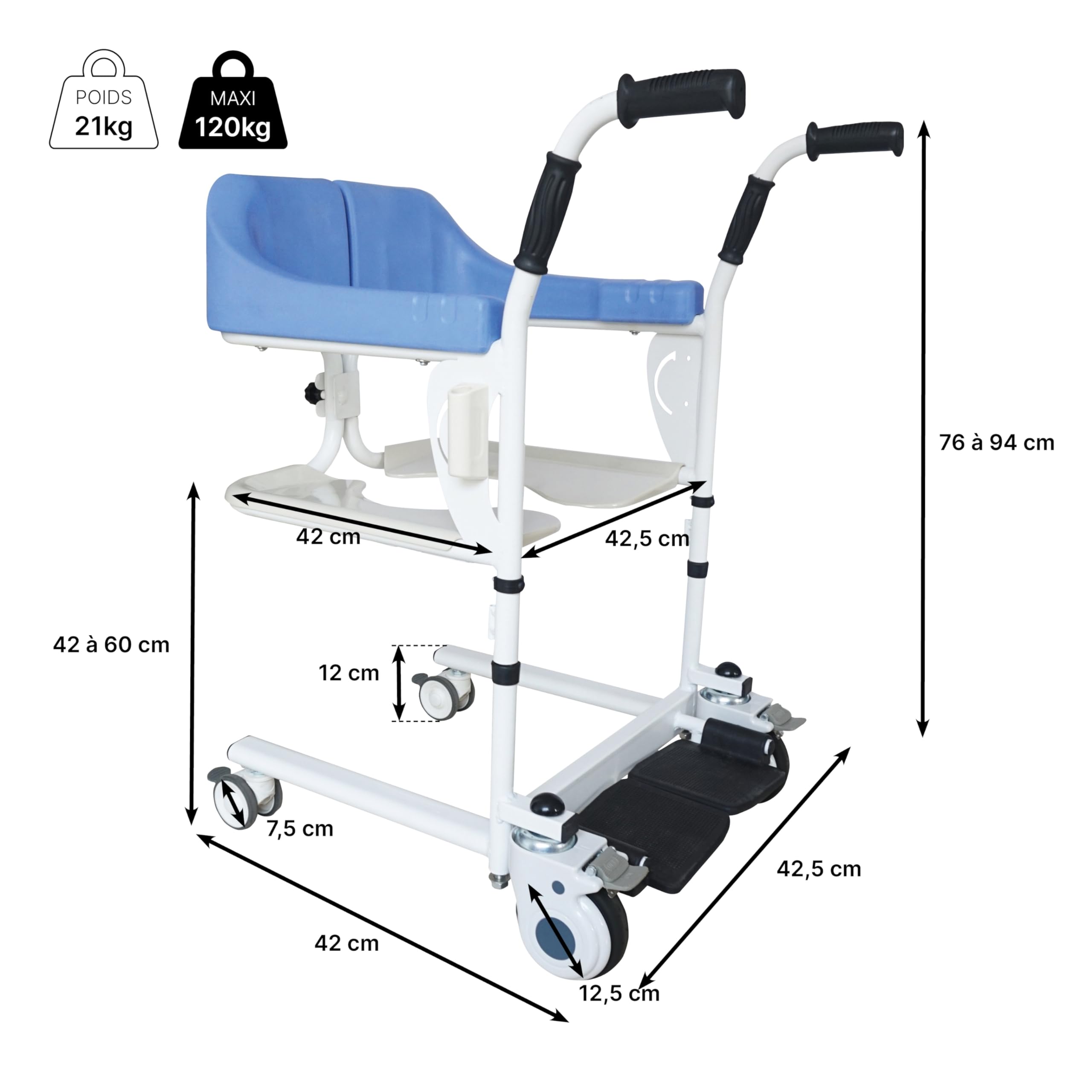 Sedia Moovy per Toilette e Doccia con Ruote e Poggiapiedi