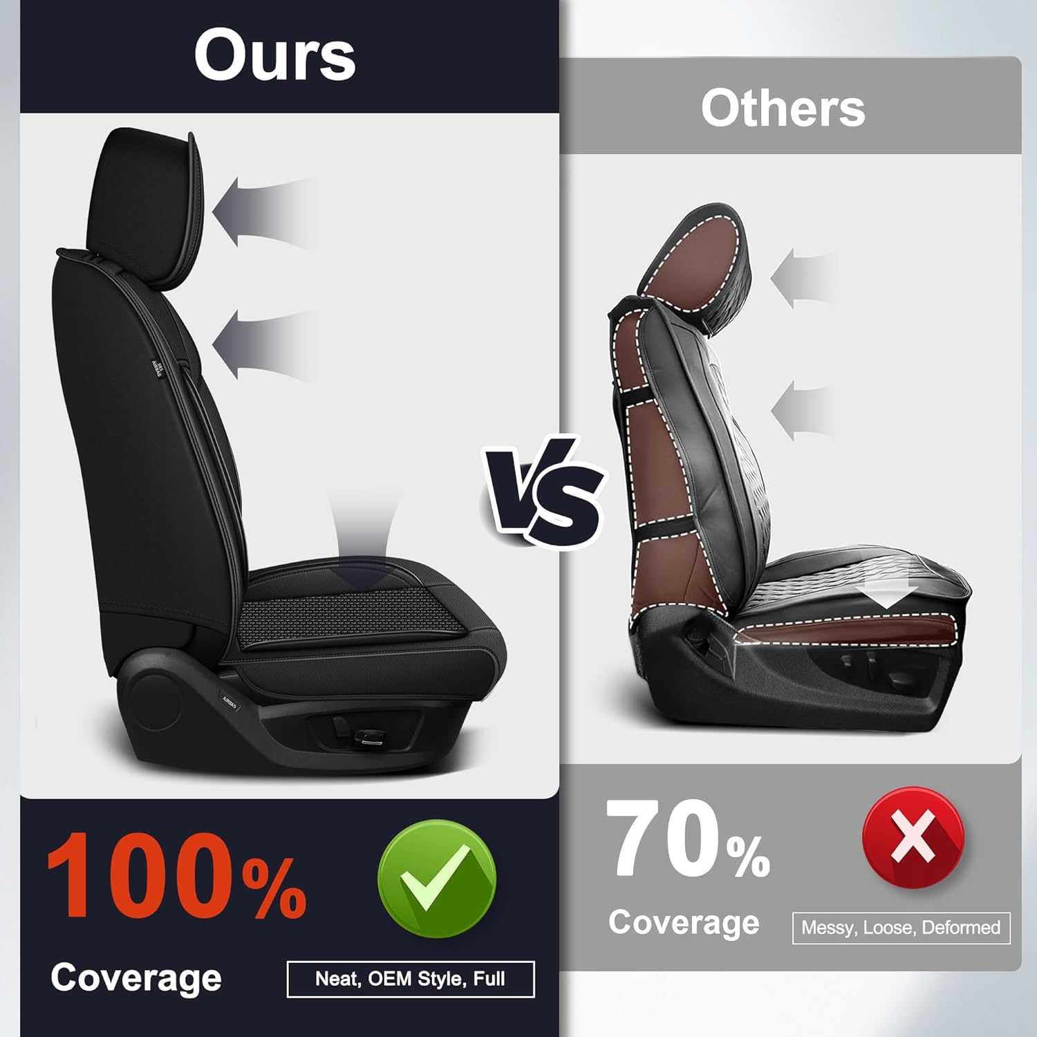for Chevrolet Chevy Silverado Seat Covers 2007-2023 2024 2025 2026 & GMC Sierra 1500 2500 3500 Ice Silk Leather Seat Protector (2 Seat,Black)