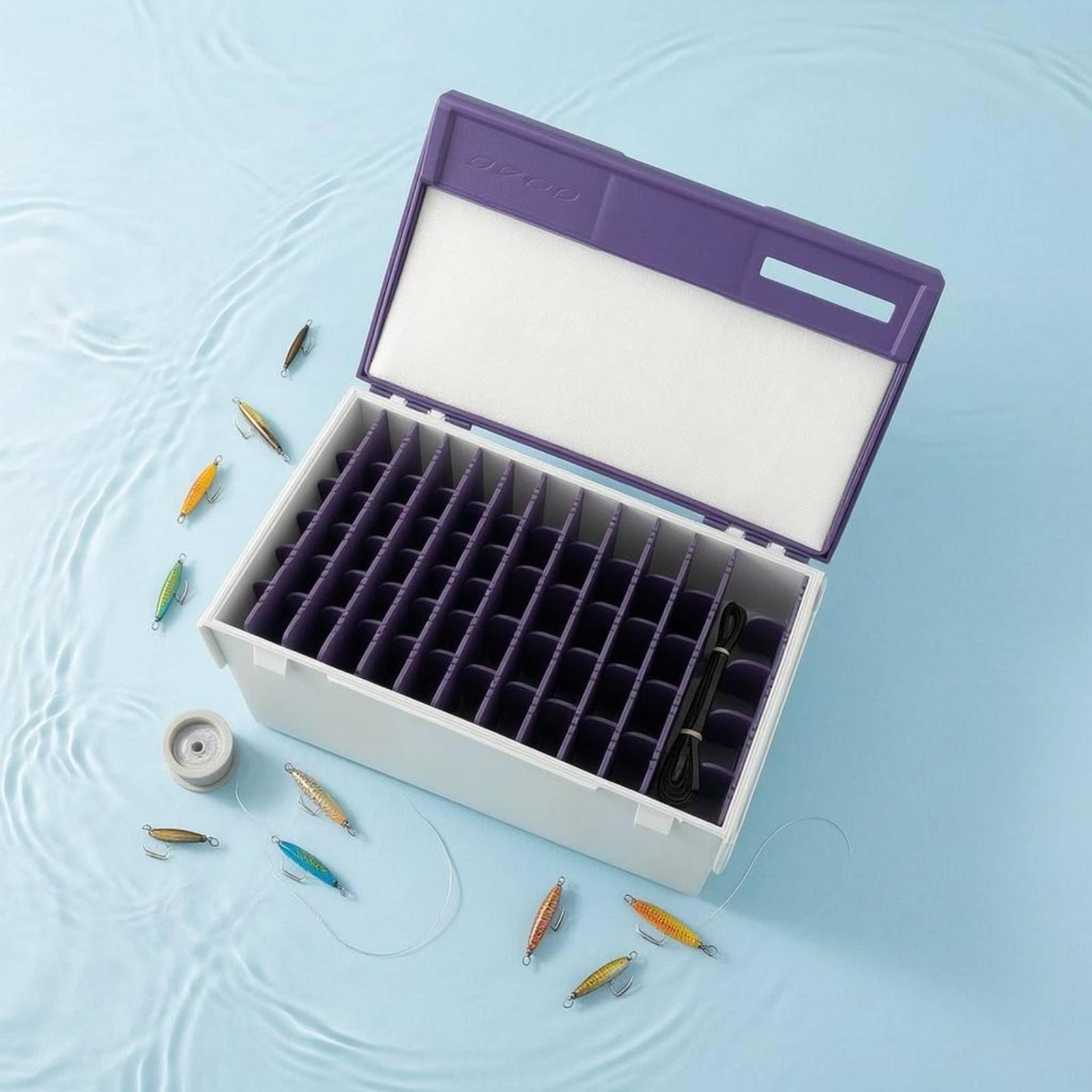 Baoblaze Contenitore da Pesca Modulare Scatola Esche Rigida Organizer Tackle Porta Ami E Artificiali Compartimenti Separati Coperchio Incernierato in Plastica, Viola