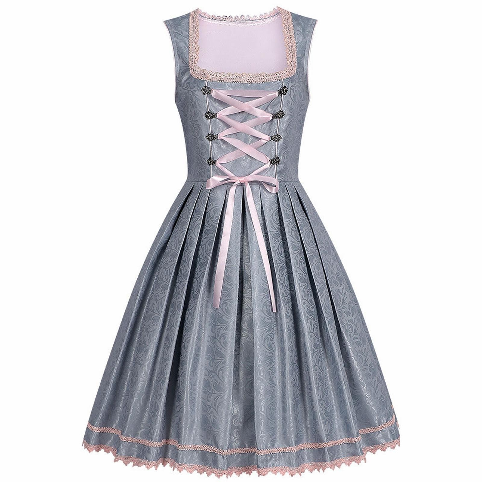 Generisch Dirndl Damen, Dirndl Für Damen, Midi Dirndl-Komplettsets Trachtenkleid Modern Oktoberfest Outfit Dirndlkleid Dirndlbluse Schürze Trachtenmode Kleid