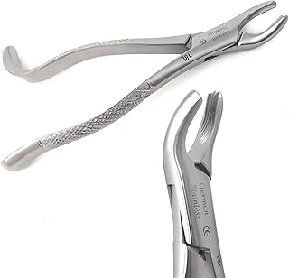 A2Z German Dental Extracting Extraction Universal Forceps #18L - For Extracting Upper Left 1st & 2nd Molars from Alveolar Bone - Serrated Jaws & Sturdy Handle Grip - Made of Premium Stainless Steel