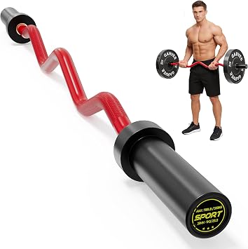 47 Inch EZ Curl Bar for 2 Inch Plates, 700LB Capacity Angled Weight Bar with Diamond Knurling, 28mm Grip and Needle Bearings for Biceps Triceps Strength Training Home Gym