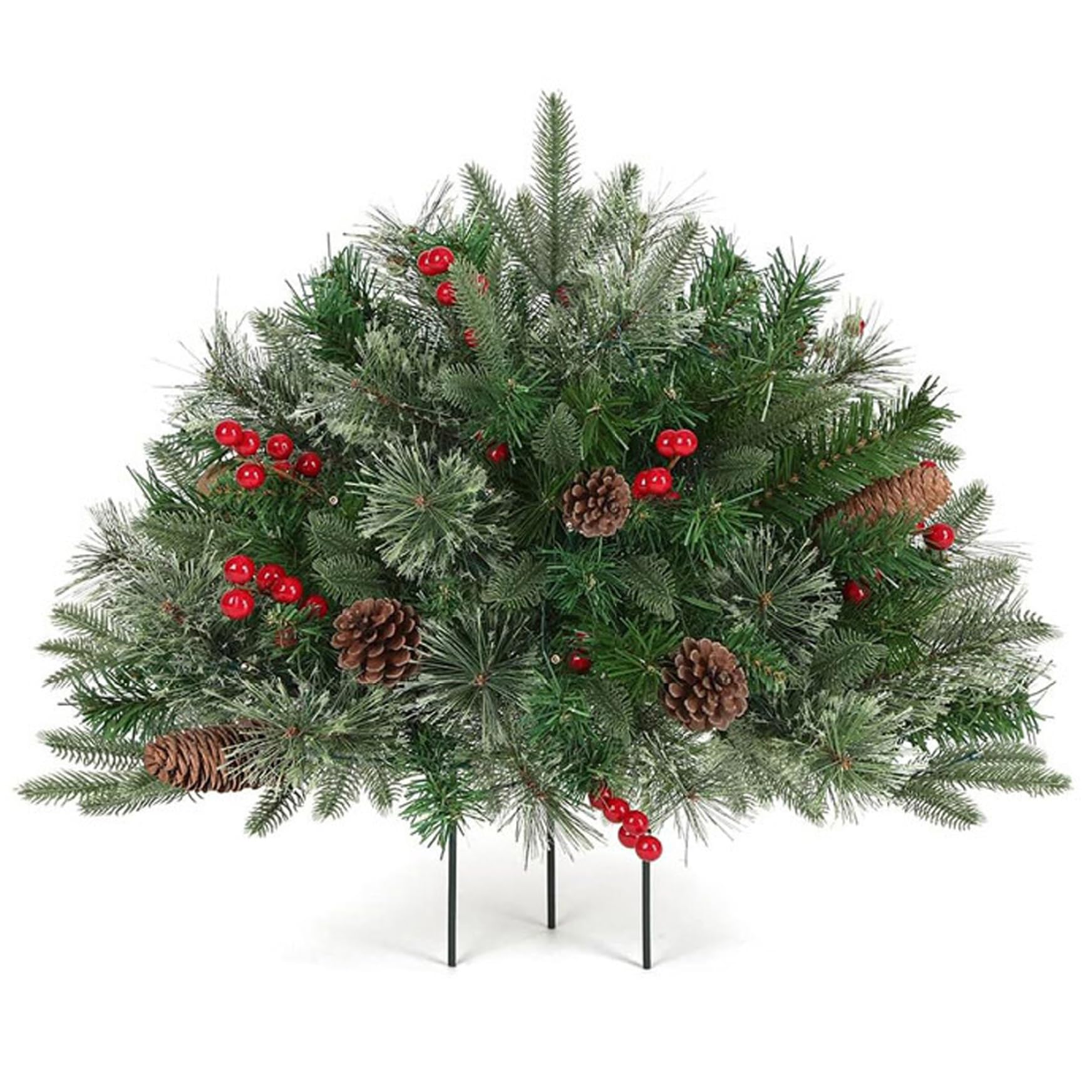 Sapin de Noël extérieur pour urne et décoration de jardin avec cônes de pin