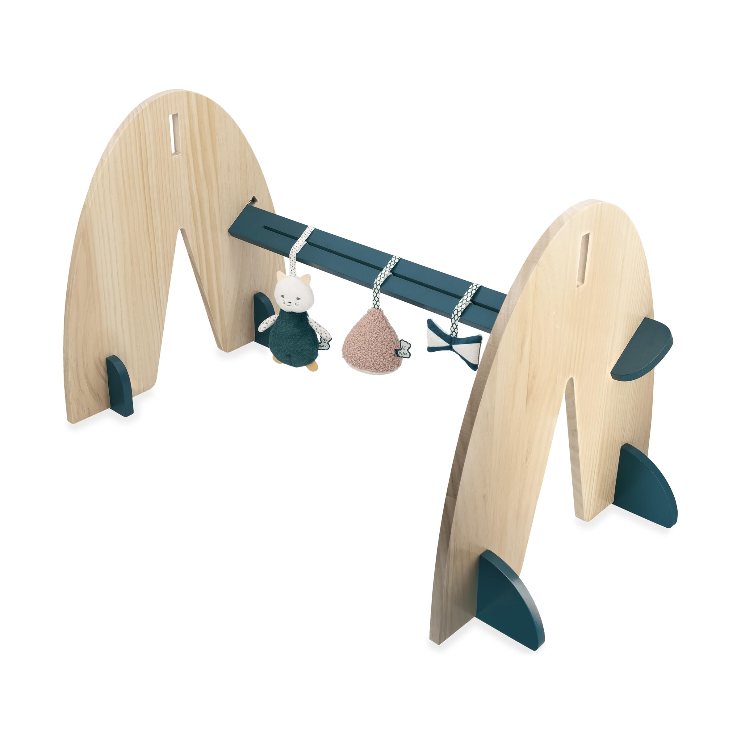 KALOO - Stimuli - Arco Multisensoriale con 3 Accessori per Neonato - Arco in Legno Evolutivo - Giochi Sensoriali Appesi - Altezza 45 cm - dalla Nascita, K227004