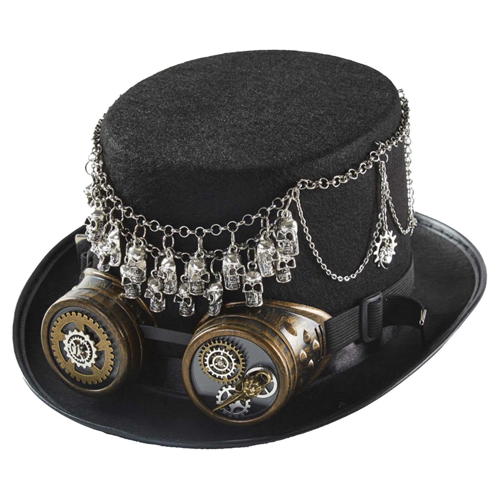 Cappello a cilindro gotico steampunk cinturino regolabile retrò copricapo
