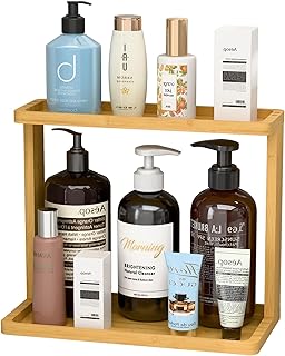 Bamboo Bathroom Organizer Countertop – Small Vanity Storage Shelf for Ma...