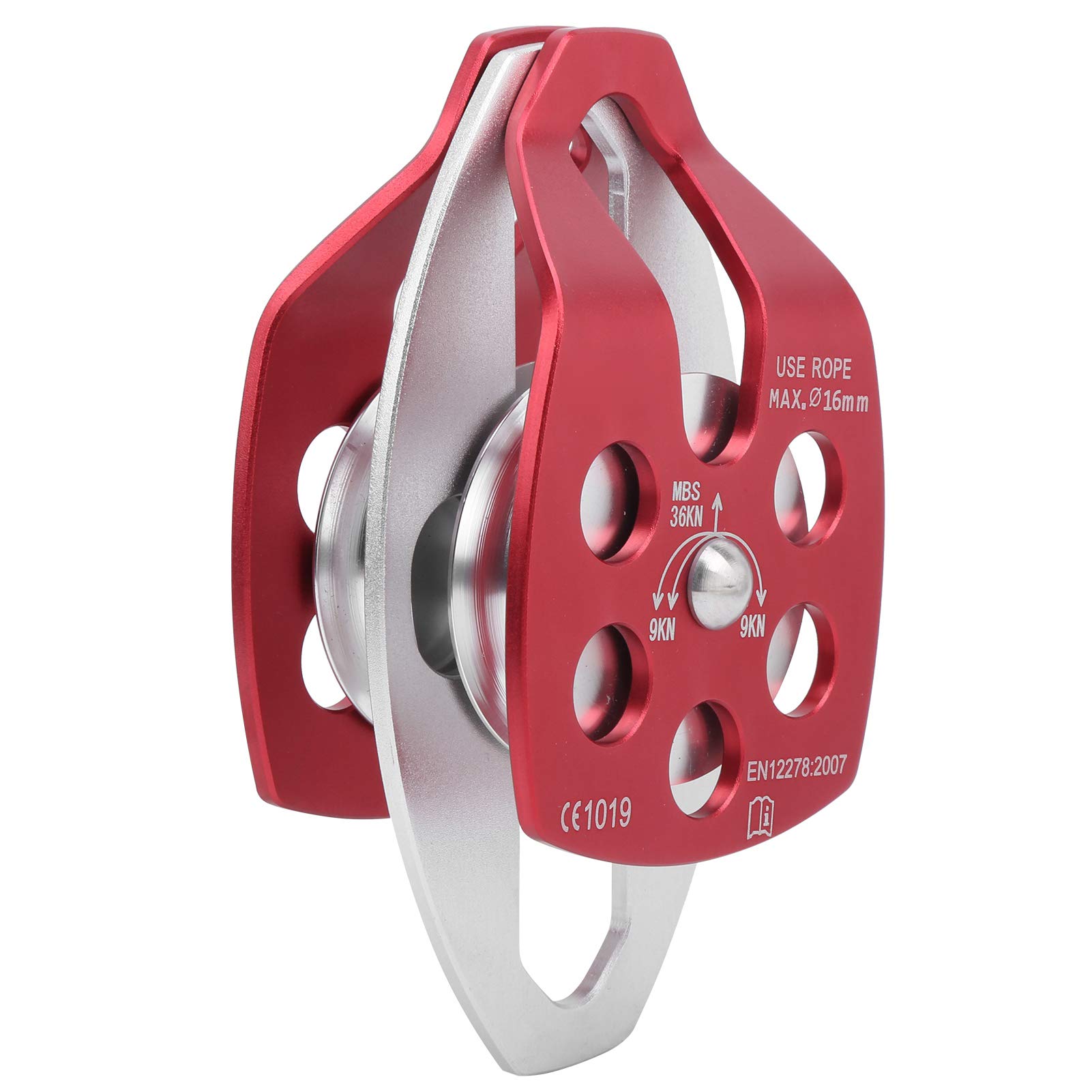 Alomejor Polea de Doble Roldana, Polea de Escalada de Aluminio Aeronáutico 7075 con Placas Laterales Oscilantes para Montañismo, Escalada en Roca, Supervivencia y Trabajos aéreos.