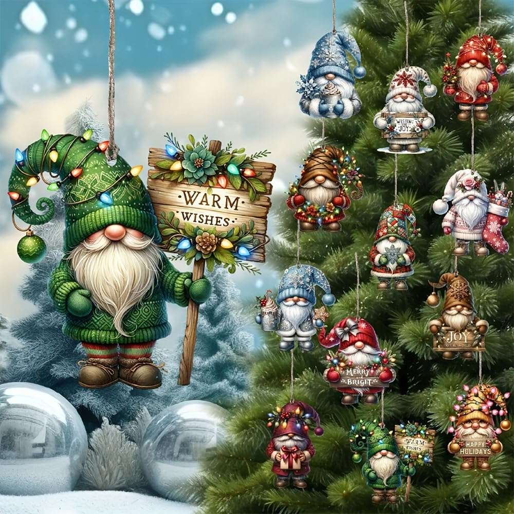 36 Décorations Sapin Noël En Bois Style Gnome - Pour Intérieur Et Fêtes - 9