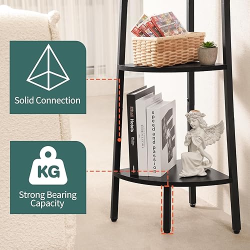 Miniatura 6 de Yoobure Estante esquinero, estantería de esquina de 4 niveles con marco de metal, estantes esquineros de escalera para dormitorio, sala de estar,