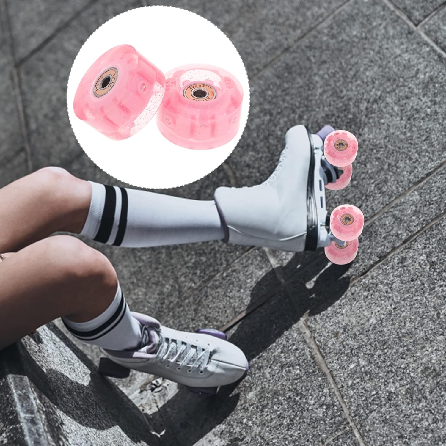 8pcs Roller Skate Wheels for Double Row Skates Illuminating Wheels Bearings for Skating Fun