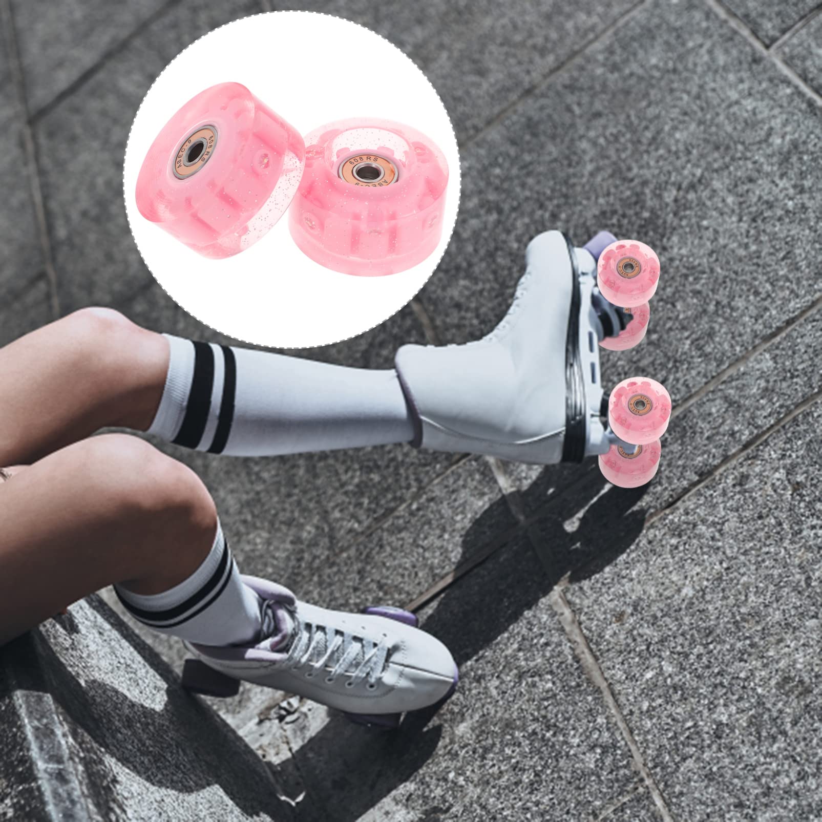 OSALADI 8pcs Roller Skate Wheels Pu Replacement Wheels for Smooth Skating Fun and Stylish Accessory for Boys and Girls and Adults Includes Bearings and Wrench