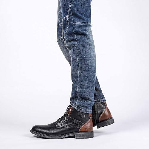 Miniatura 6 de AMAPO Botas Oxford para hombre, botas de vestir con hebilla, botas casuales para hombres con cremallera lateral con cordones