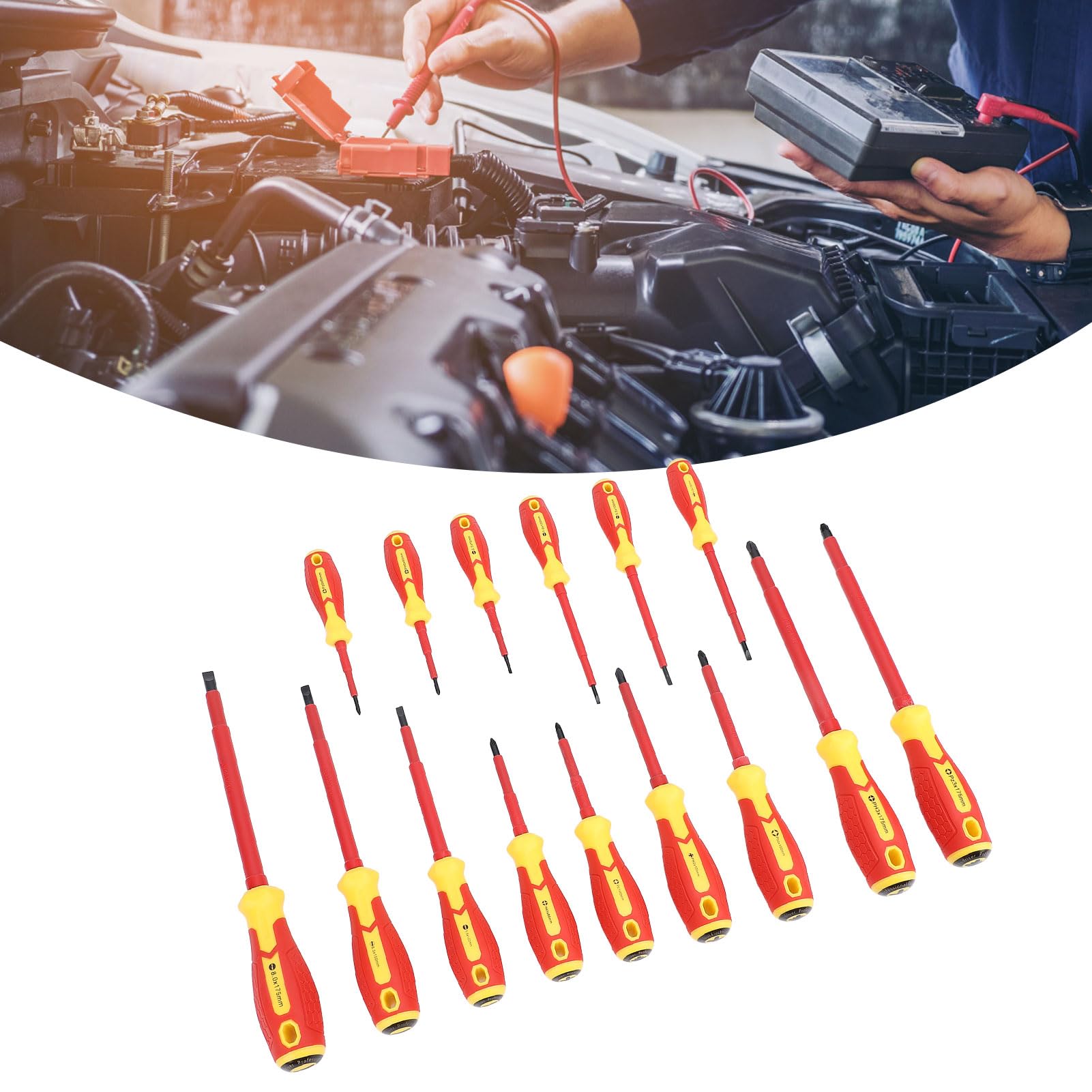 Set di 15 cacciaviti per elettricista 1000 V, set di cacciaviti elettrici professionali isolati per veicolo