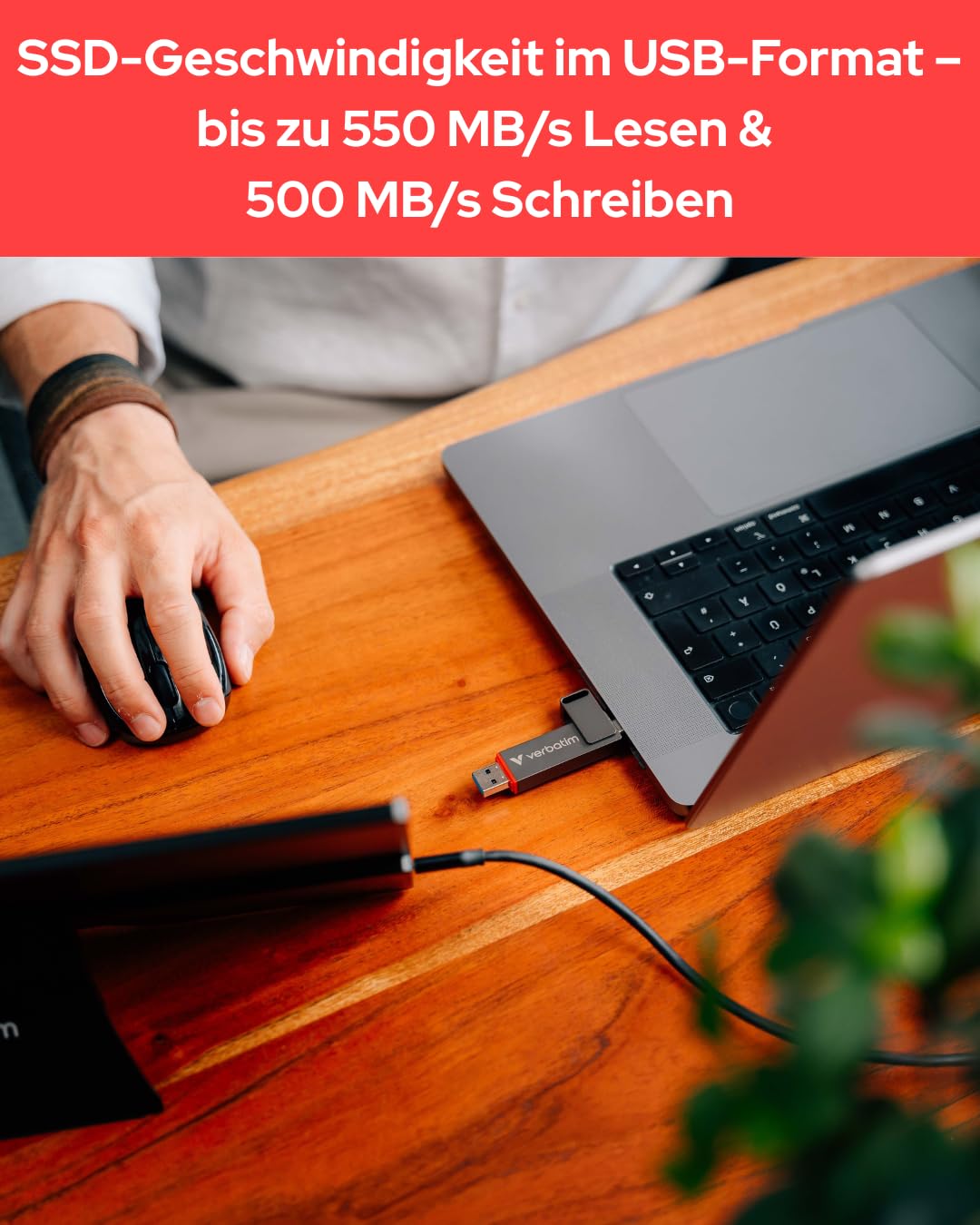 Verbatim Dual QuickStick 512GB Externe SSD USB-C USB-A bis 530MB/s | Externe 3.2 Gen 1 SSD, High-Speed USB Stick, extrem schneller Speicherstick für Handy, Laptop, PC und Notebook