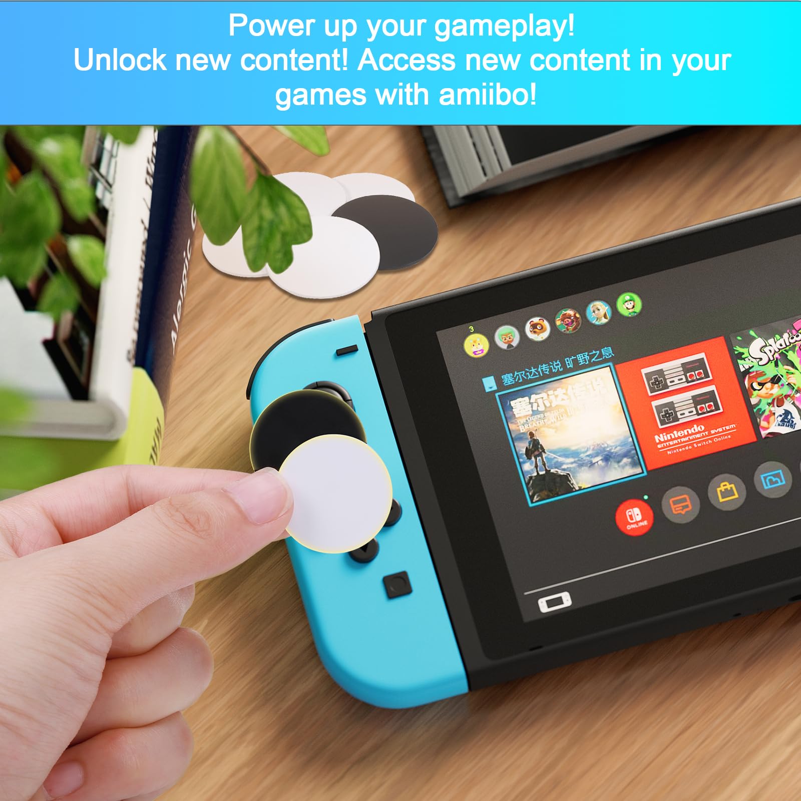 JIANTA 30 sztuk znaczników NFC z pudełkiem do przechowywania, puste naklejki NFC z samoprzylepnym tyłem, układ Ntag215, znacznik NFC kompatybilny z TagMo i Amiibo, 2,5 cm, czarny/biały