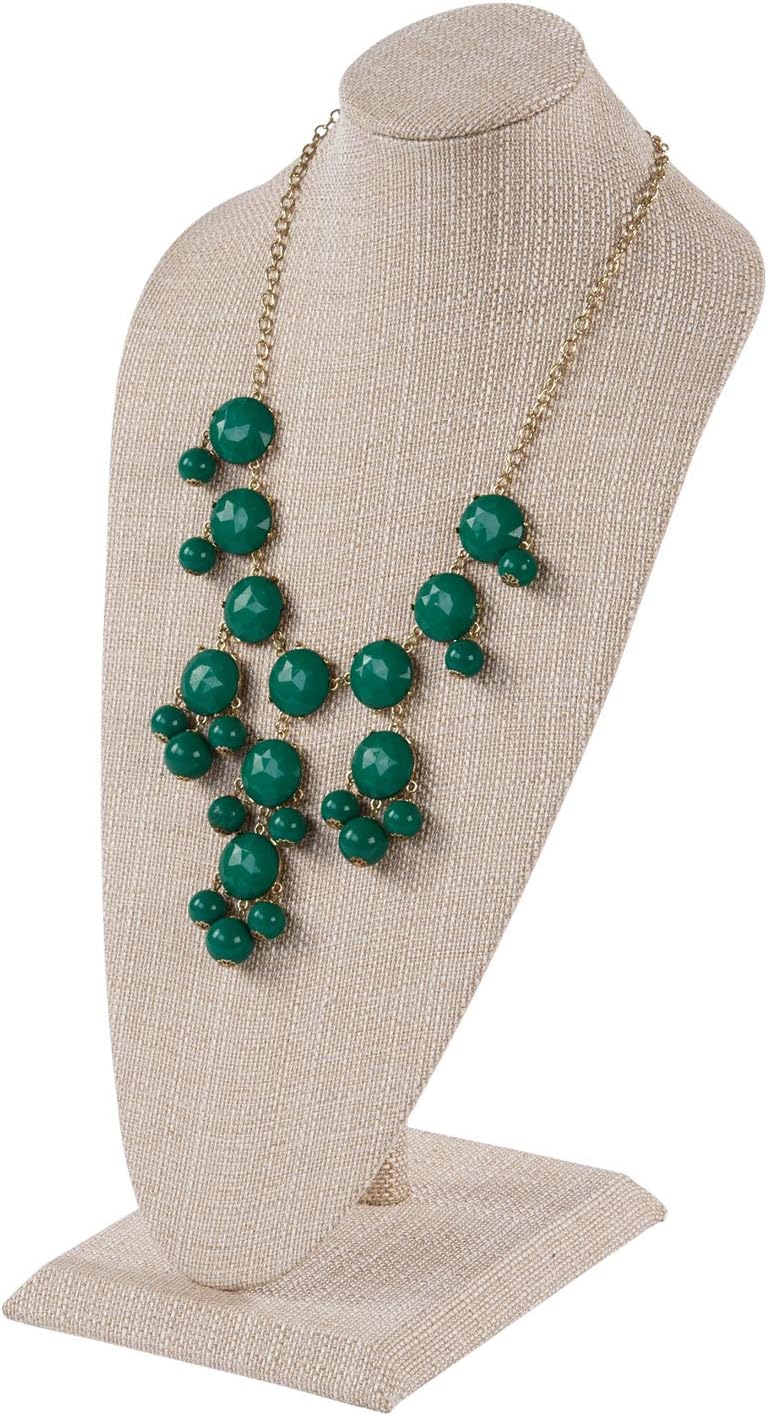 SSWBasics Tall Linen Necklace Display Bust - 18" H Jewelry Bust for Necklace Bust Jewelry Display - Elegant Jewelry Organizer