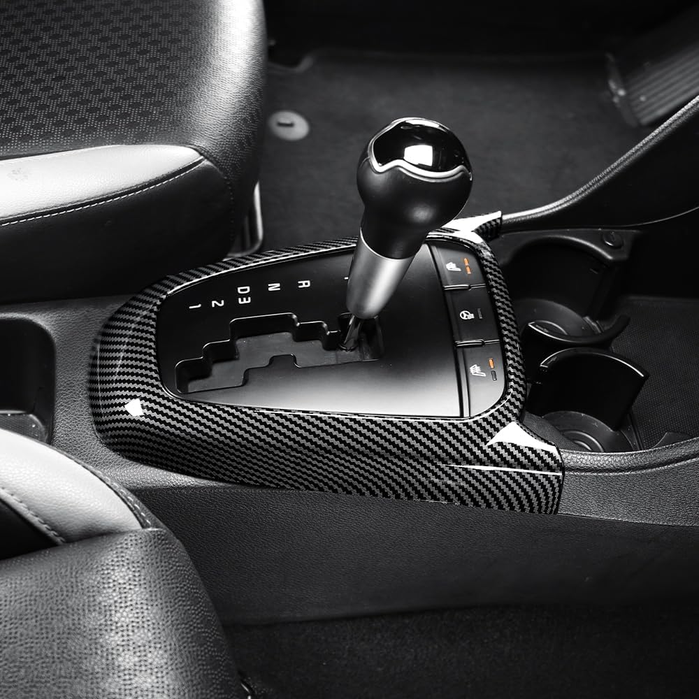 Cnaurda Car Center Console Trim, Center Console Interior, ABS Gear Shift Panel Frame Cover Trim Compatible with KIA Morning 2018-2023 Interior Accessories (Carbon Fiber Pattern)