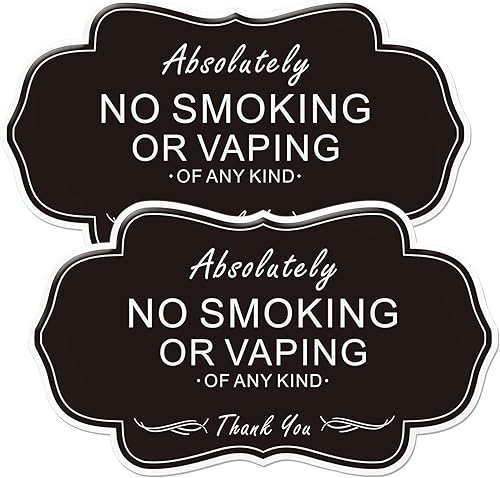 Letreros de "Absolutamente Prohibido Fumar o Vapear de Cualquier Tipo", (Paquete de 2) Letreros Acrílicos Libres de Humo de Diseñador RAMIEYOO,