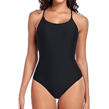 Womens Athletic One Piece Swimsuit Open Back Padded Bathing Suit