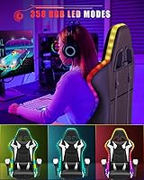 Vista 46 de Gaming Chair with RGB LED Lights, High Back Ergonomic Computer Gamer Chair with Headrest and Lumbar Support, Racing Style Reclining Game Chair for