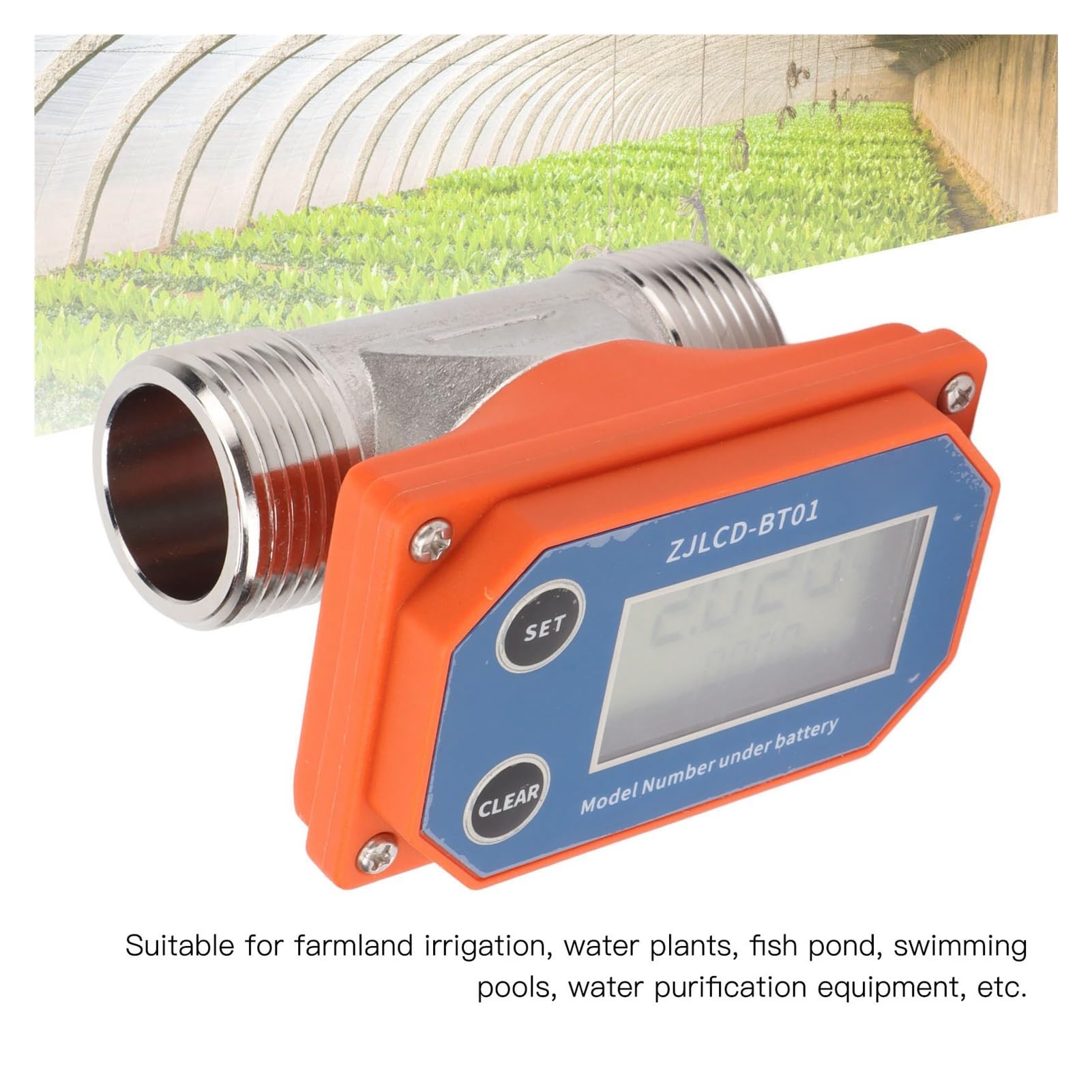 Caudalímetro Electromagnético Caudalímetro digital con sensor de flujo, fabricado en acero inoxidable y resistente a ácidos álcalis, for riego agrícola(DN20)