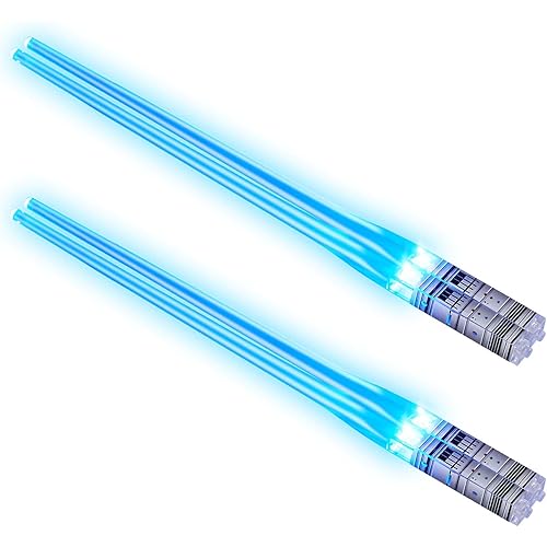 Light Up Lightsaber Chopsticks -Durable Lightweight Portable BPA Free and Food Safe Kitchen Dinner Party Tableware Gifts (2 pairs, Blue)