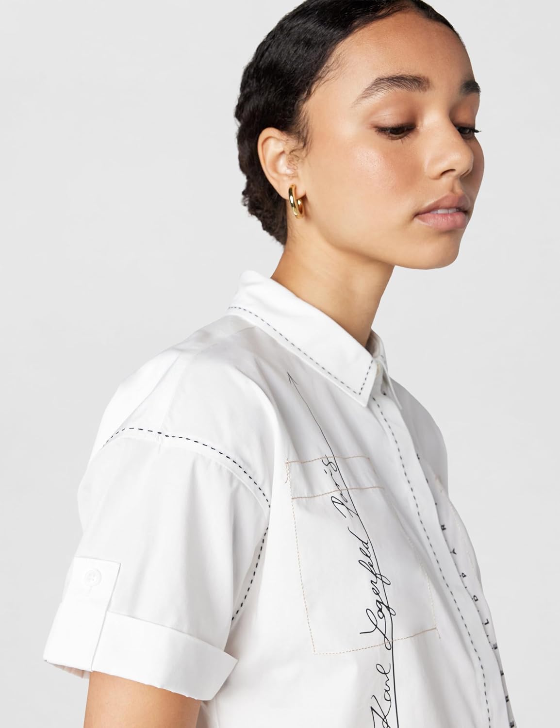 Karl Lagerfeld Women's Whimsical Tape Measure Blouse