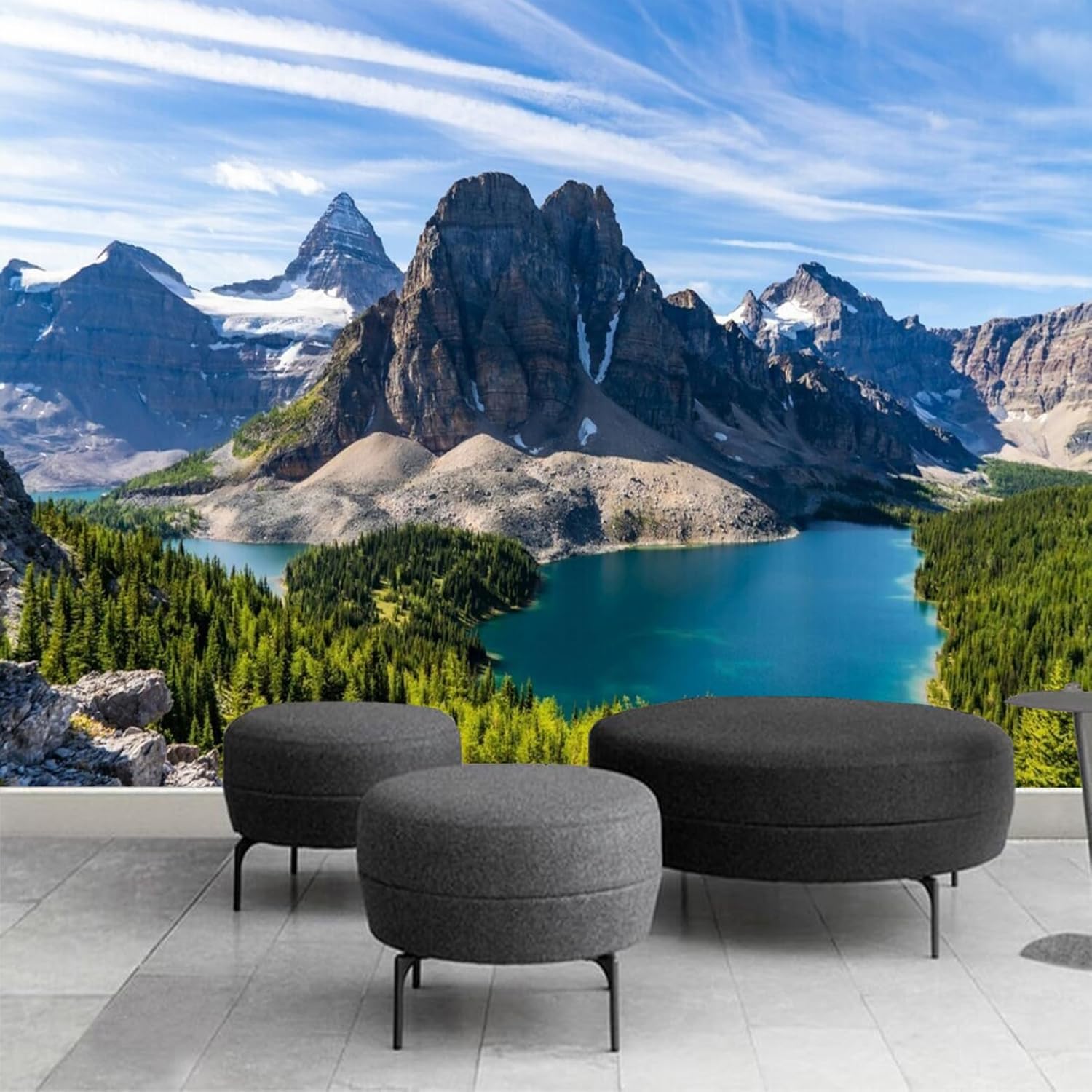Papier Peint Panoramique Soie paysage naturel lac de montagne 350x245cm