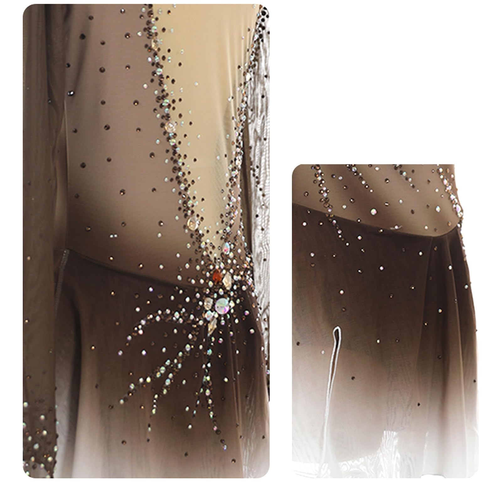 Vestido De Patinaje Artístico For Mujeres Y Niñas, Manga Larga, Diseño De Diamantes De Imitación, Hecho A Medida, Disfraces De Patinaje Sobre Hielo For Adultos.