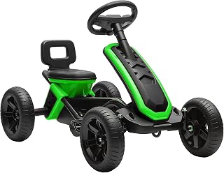AIYAPLAY Kart Pedales, Go Kart con Ruedas Antideslizantes de EVA, Marco Metálico, Carga 30 kg, para Niños y Niñas de 2-5 Años, Verde